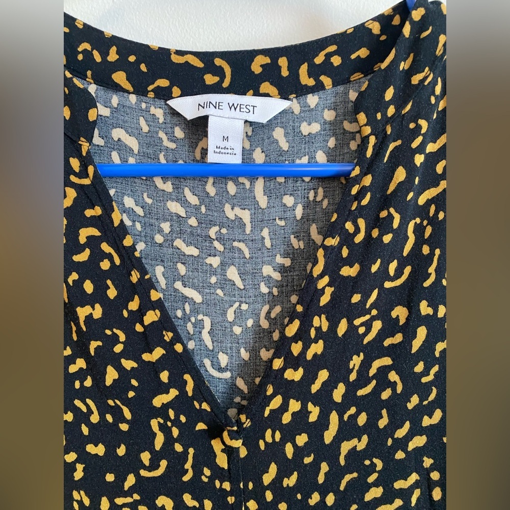 Nine West Black and Gold Cheetah Print Patterned Dress Medium - Picture 3 of 5